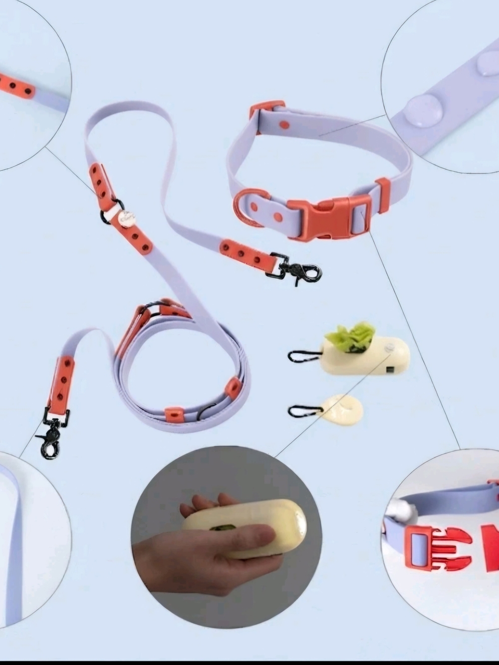 6 In 1 Waterproof Hands-free Dog Leash And Collar Set LED Light LARGE  8 FEET